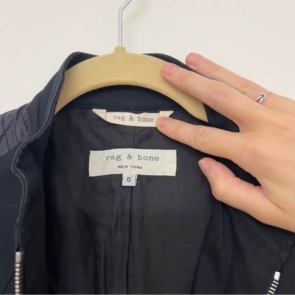 Rag & Bone Full Zip Mock Neck Utility Jacket Black Size 0​​ - Picture 7 of 16